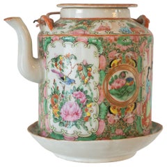 Antique Chinese Rose Medallion Teapot