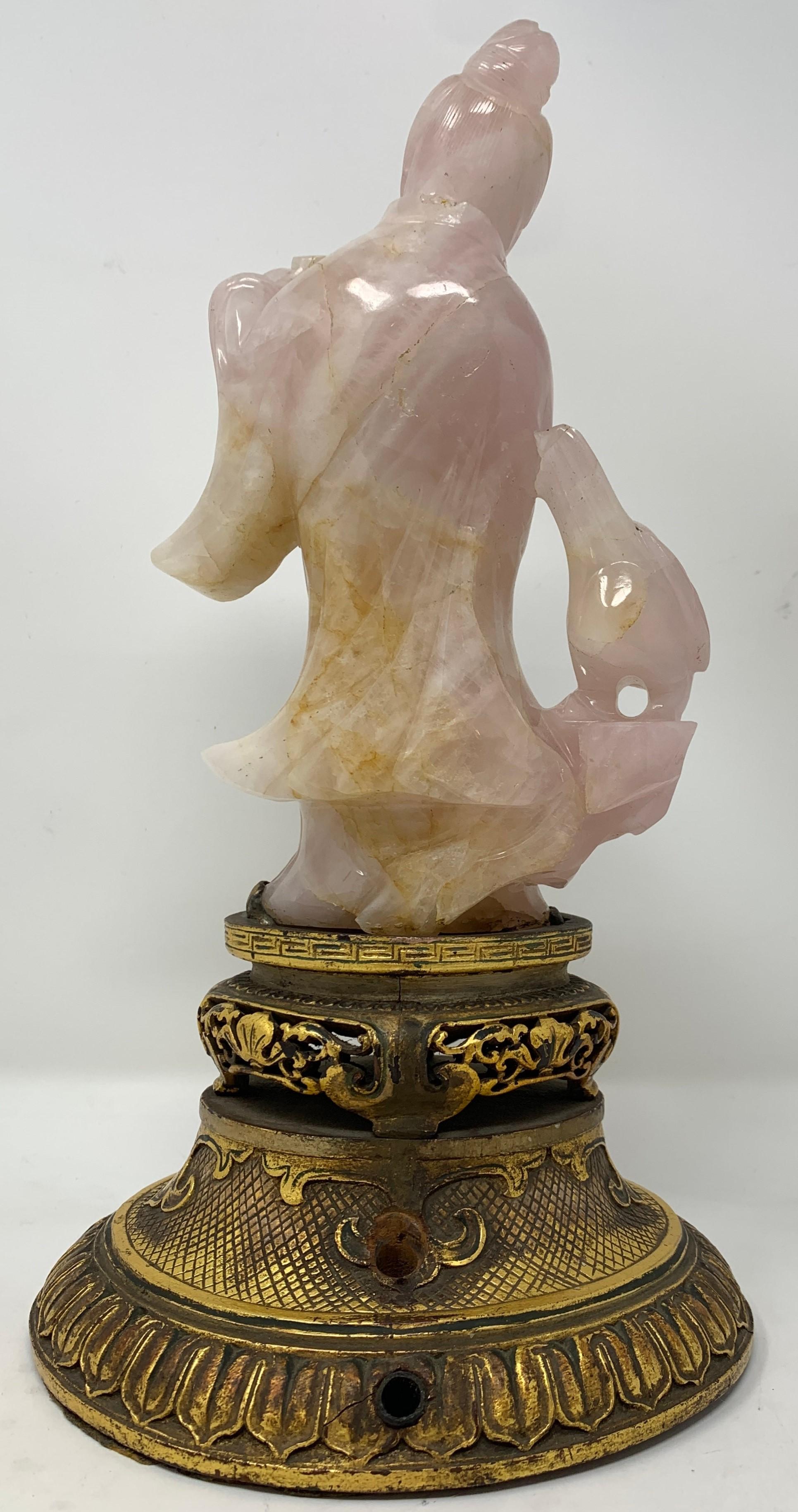 19th Century Antique Chinese Rose Quartz Figure For Sale