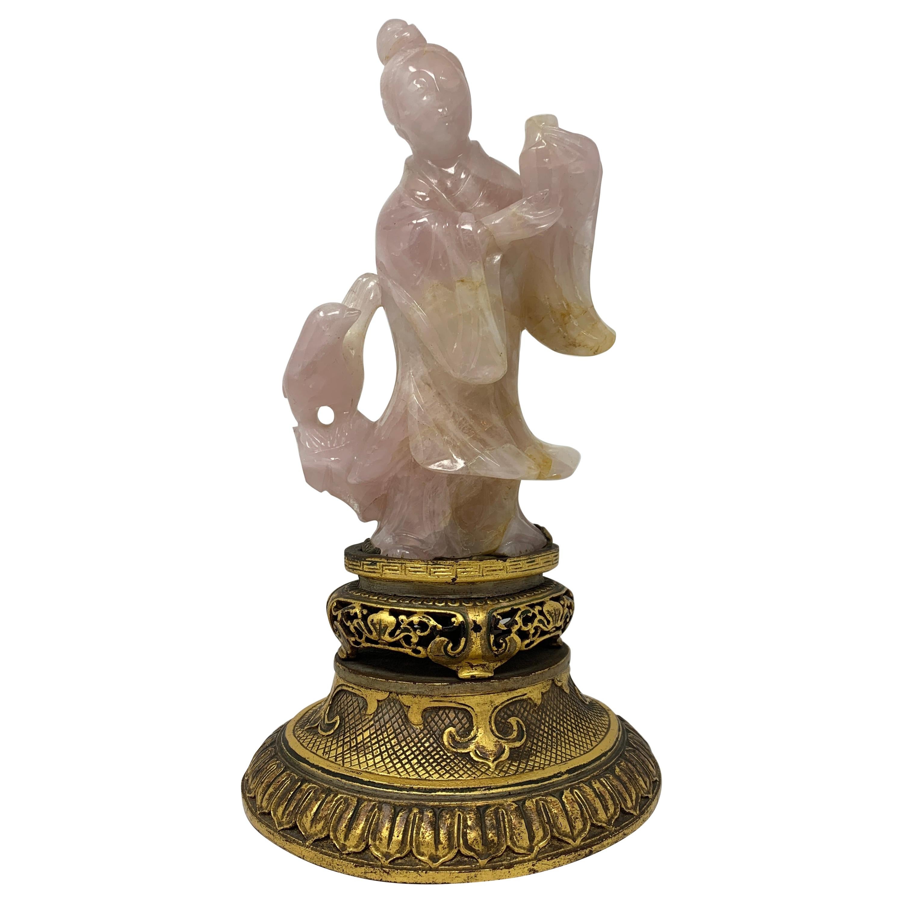 Antike chinesische Rosenquarz-Figur