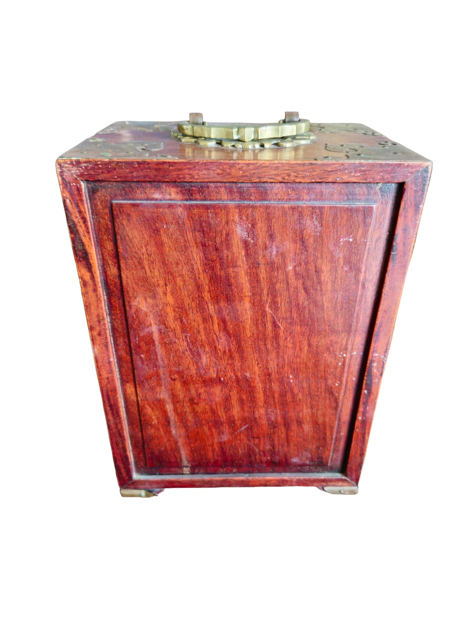 Hand-Crafted Antique Chinese Rosewood and Bronze mounted Jewelry box 