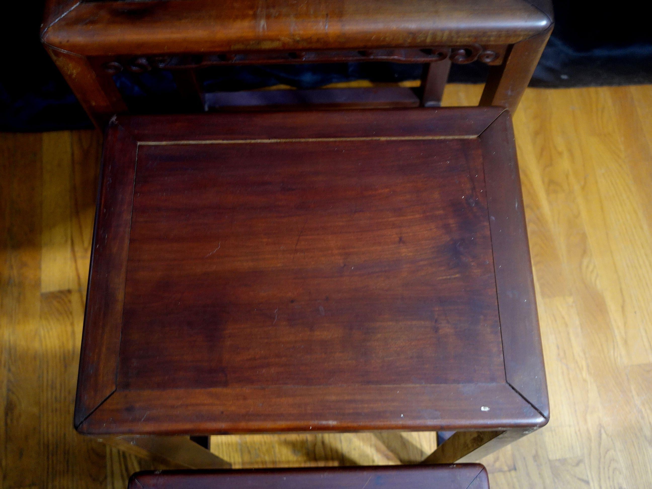 Antique Chinese Rosewood and Mahogany Nesting Tables Ric #1 For Sale 1