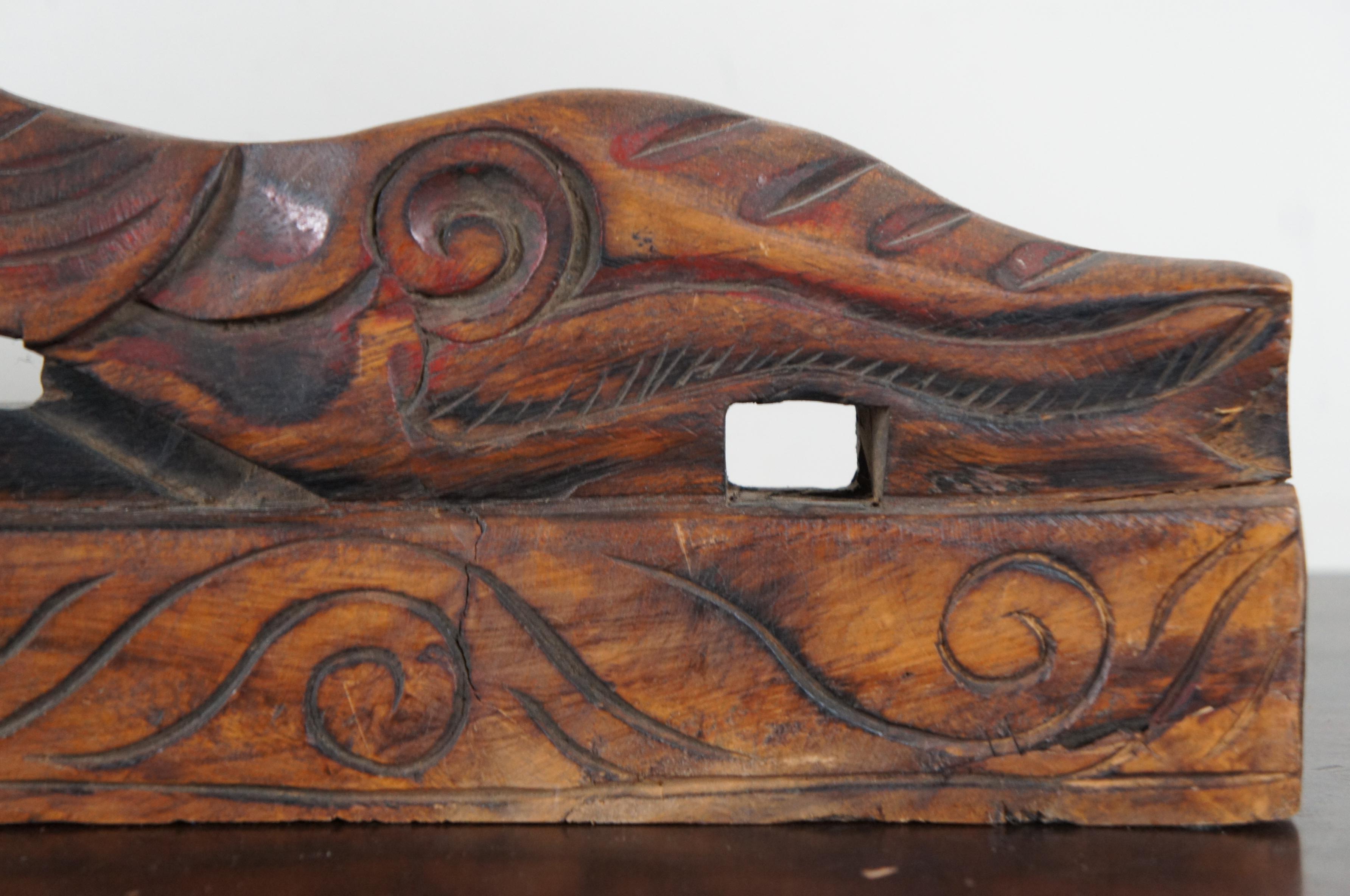 Antique Chinese Rosewood Carved Dragon Serpent Sculpture Architectural For Sale 5