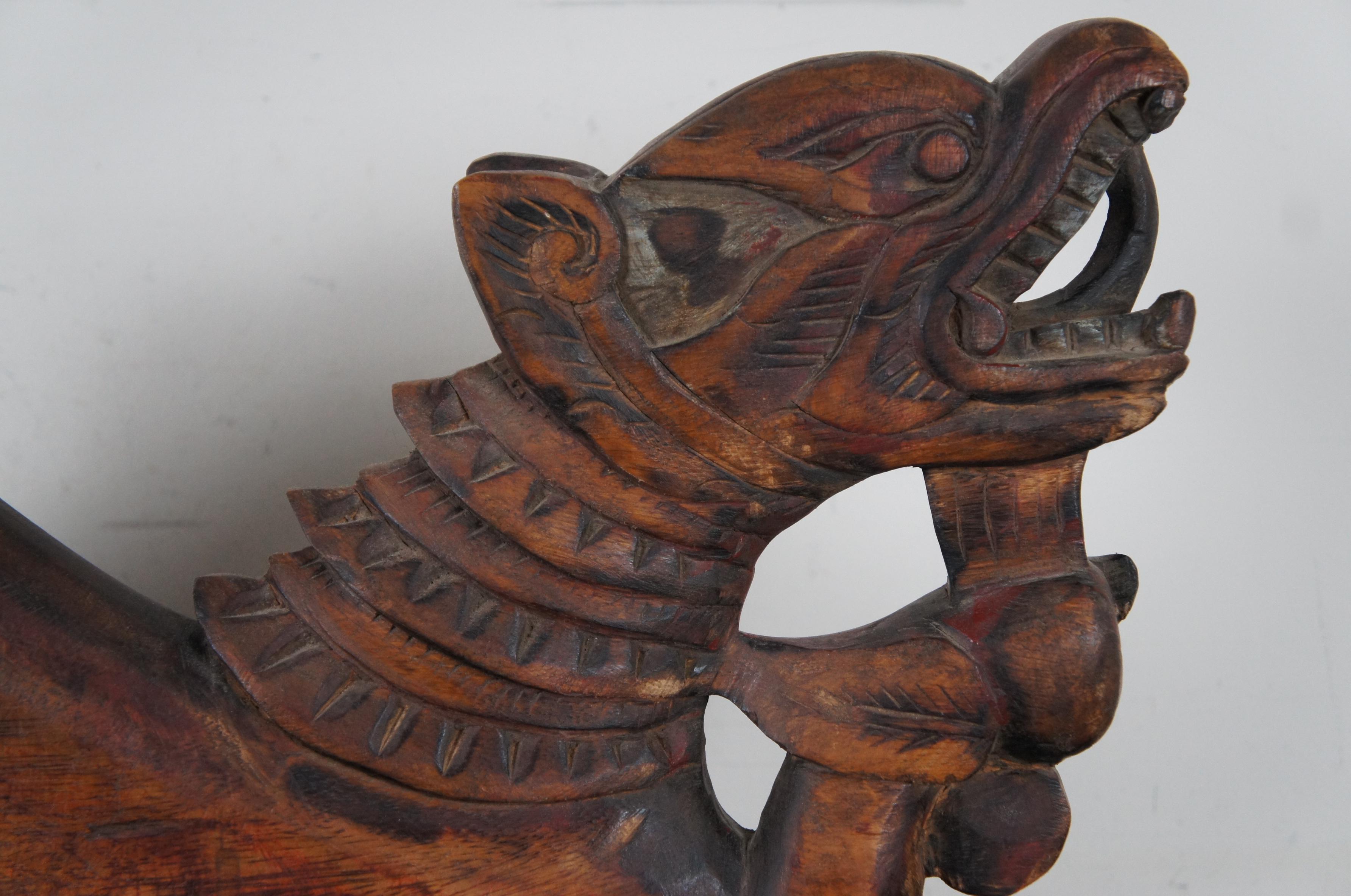 Pair of Dragon Serpent Corbels plinths decorative stone ornaments wall plaques 