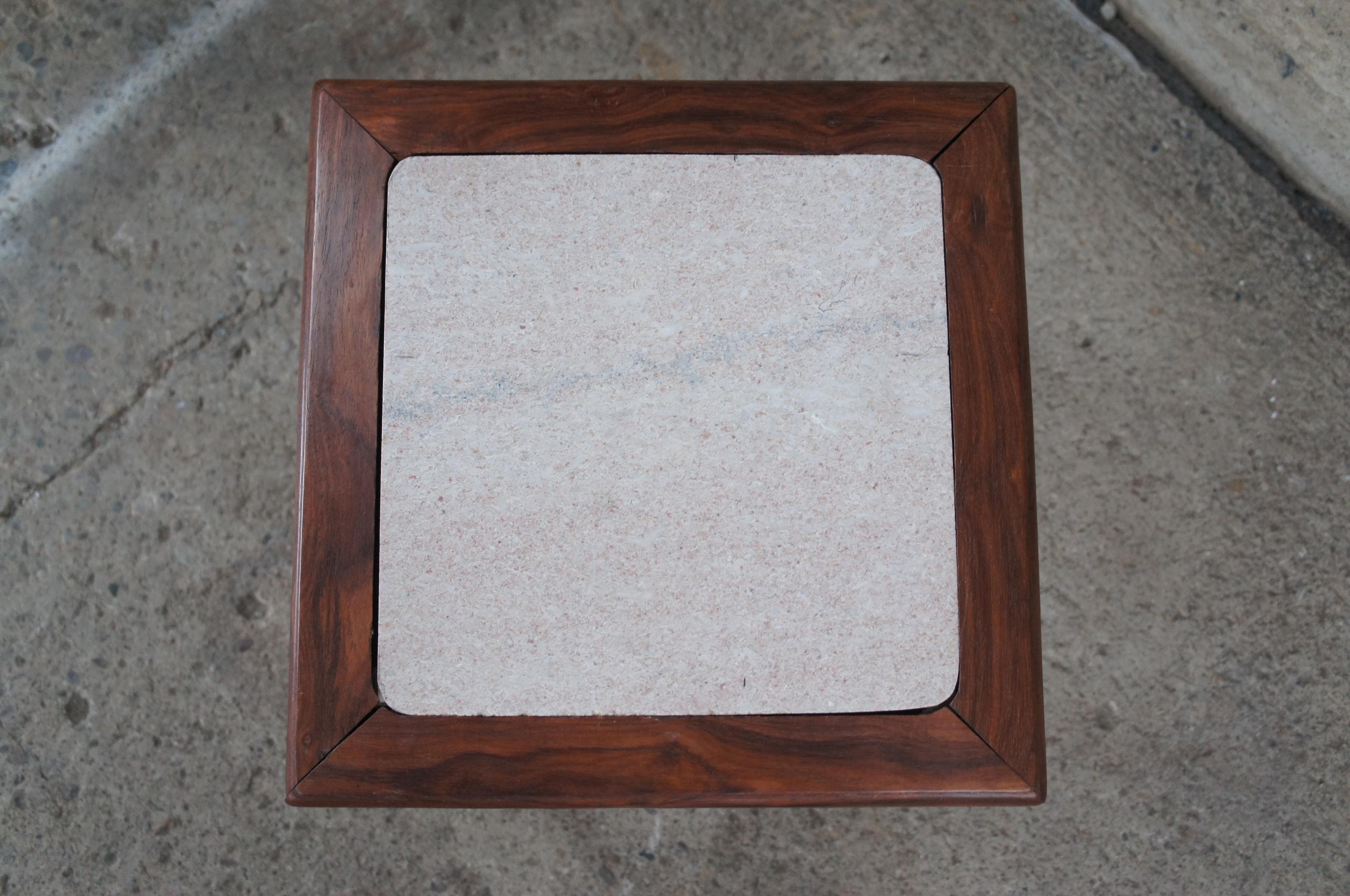 Antike chinesische Palisander geschnitzt Marmorplatte Beistelltisch Hocker Pflanze Stand Pedestal im Angebot 5