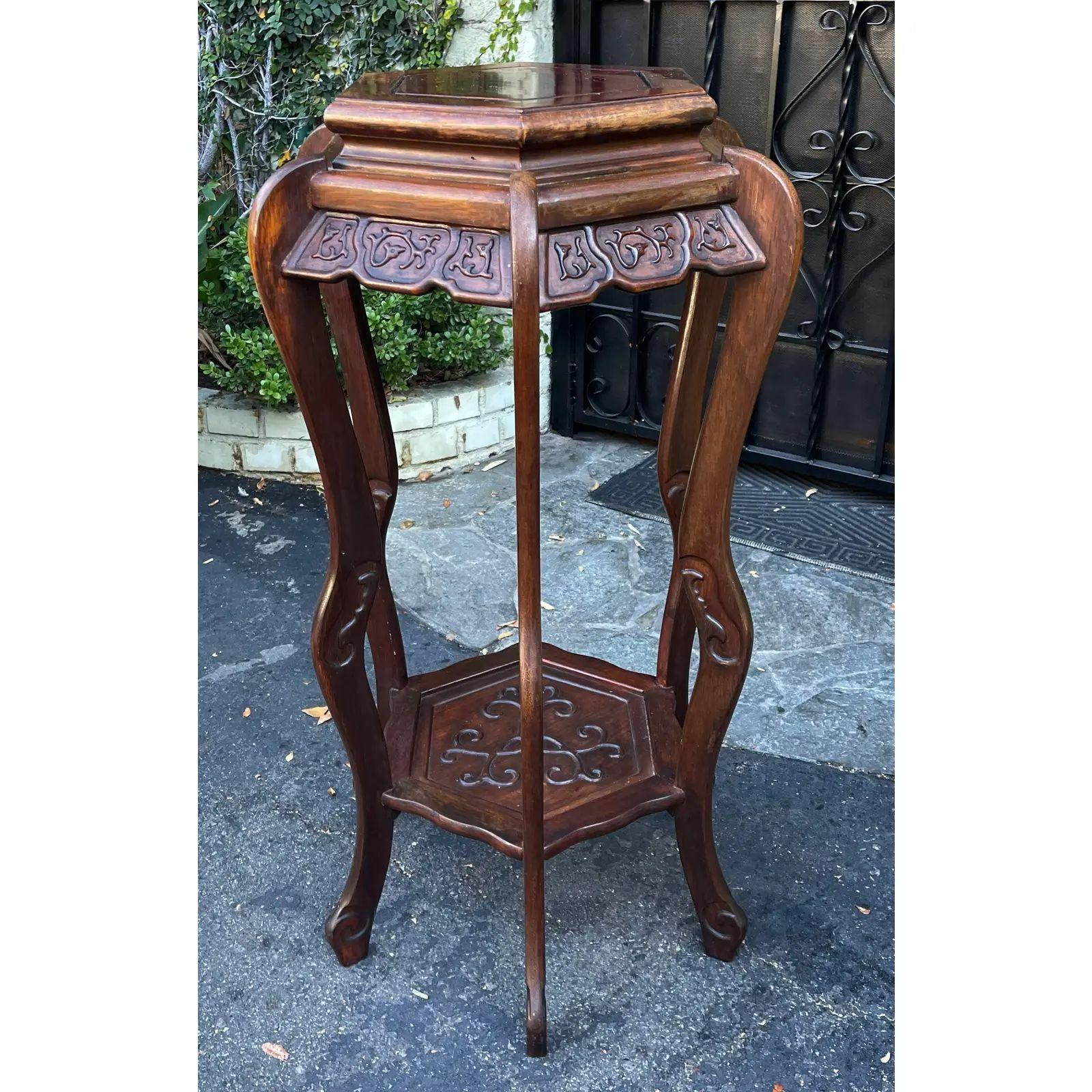 20th Century Antique Chinese Rosewood Pedestal Plant Stand, 1910s For Sale