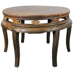 Antike chinesische Runde Mitte Tisch Hand geschnitzt Ulme