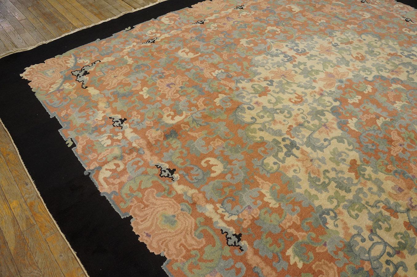 Wool Antique Chinese Rug 10' 1'' x 13' 9'' For Sale