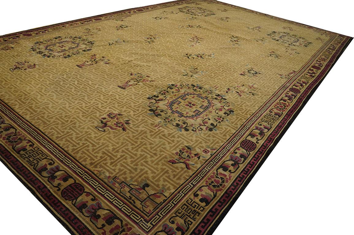 Antique Chinese rug, size: 10' 9'' x 17' 3''.