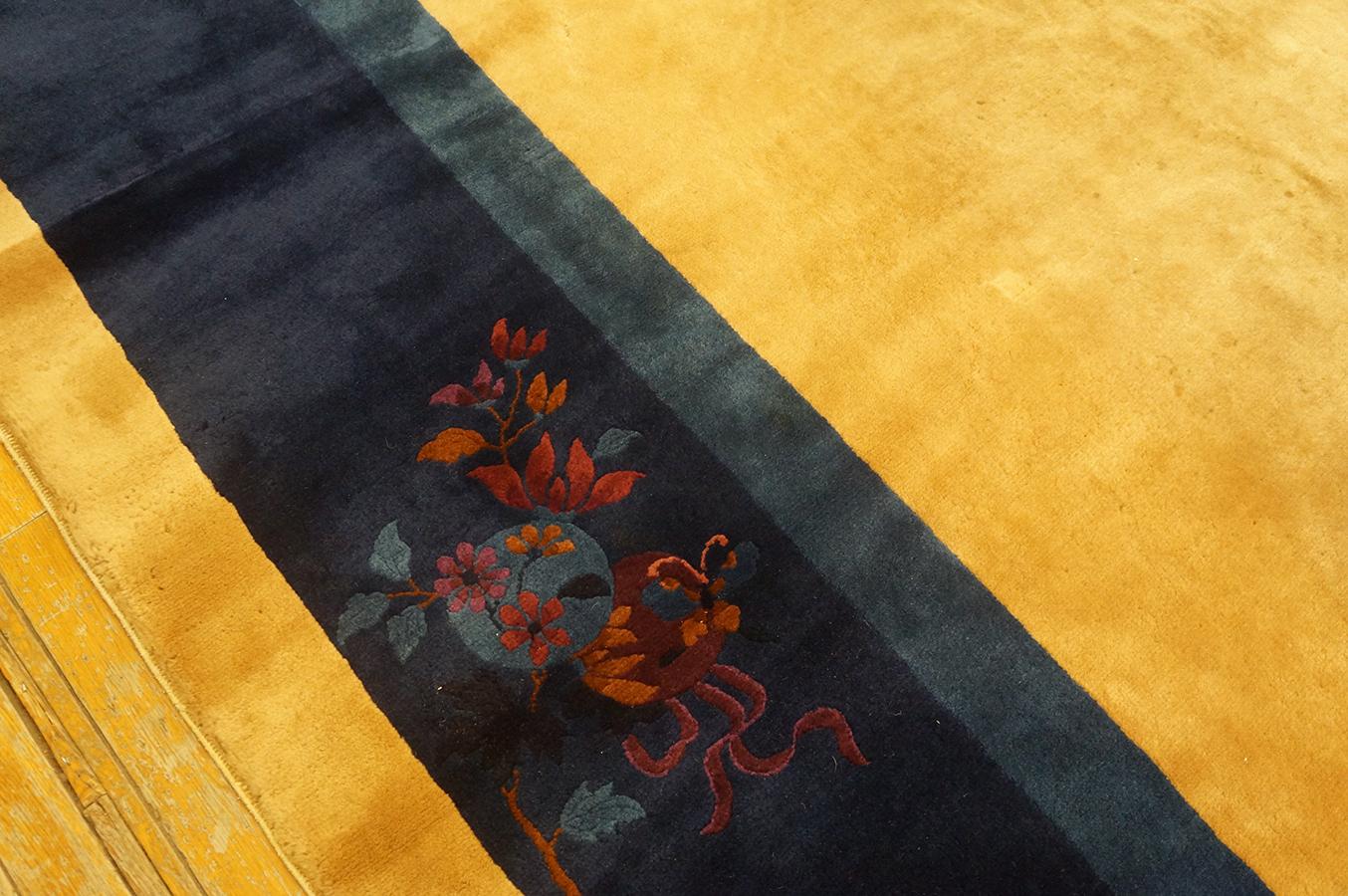 Wool 1920s Chinese Art Deco Carpet ( 11' 1