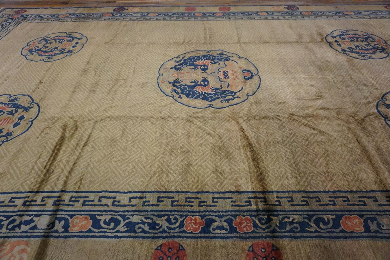 Hand-Knotted Antique Chinese Rug 11'x 17' 6