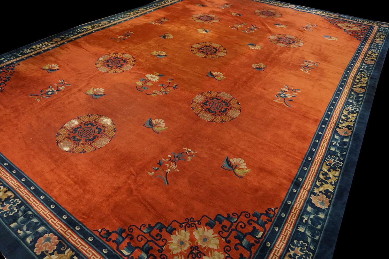 Chinois Vintage 1980 Chinese Peking Carpet ( 12'4