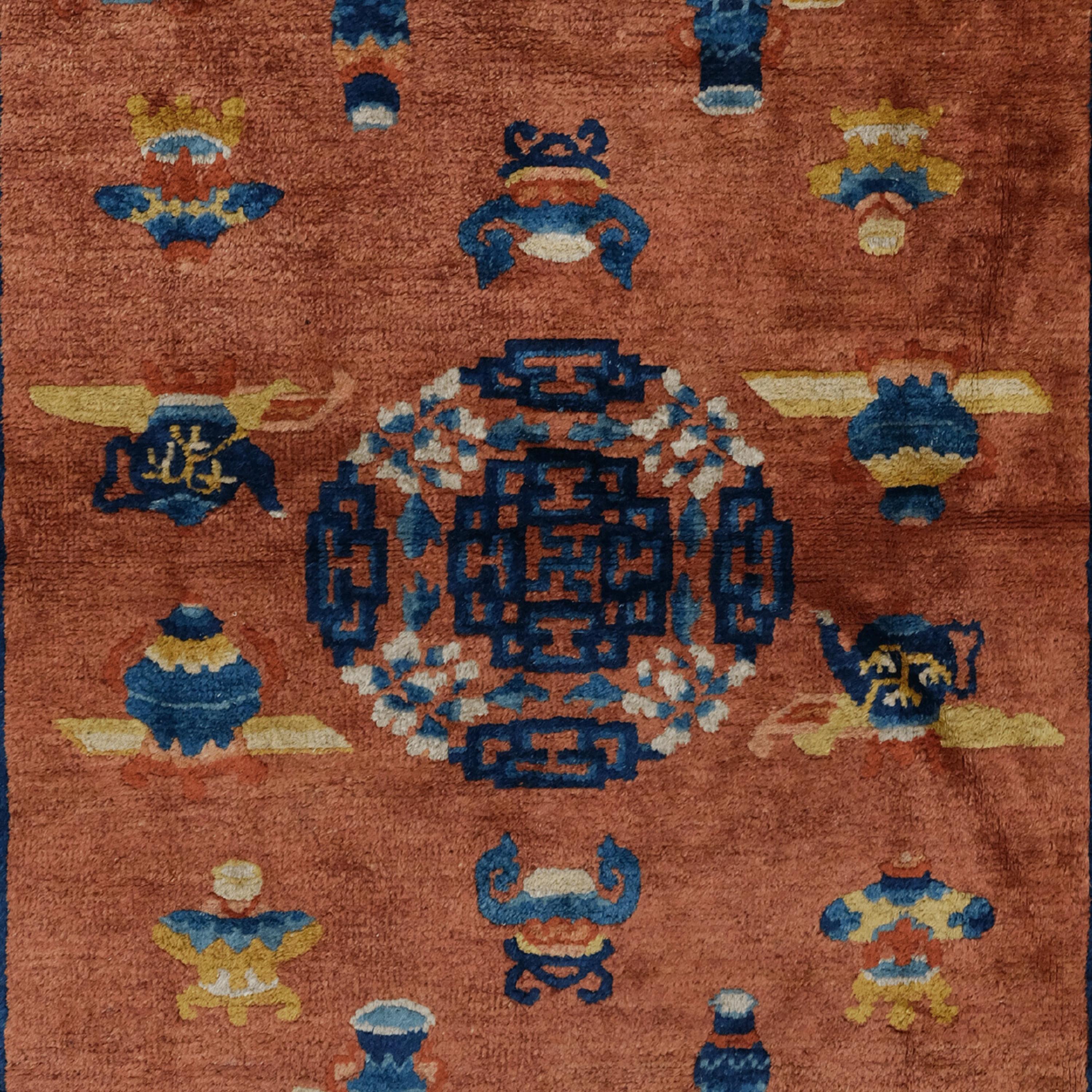 Antique Chinese Rug - 19th Century Asian Rug, Antique Rug, Handmade Wool Rug In Good Condition For Sale In Sultanahmet, 34