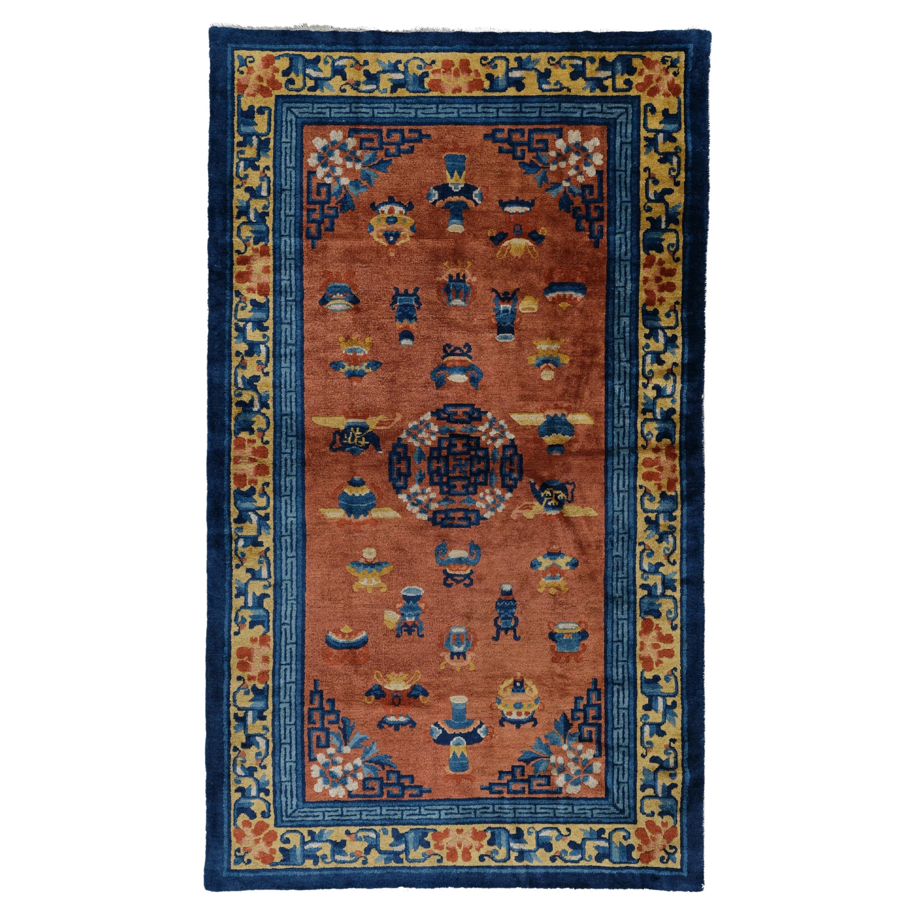 Antique Chinese Rug - 19th Century Asian Rug, Antique Rug, Handmade Wool Rug For Sale