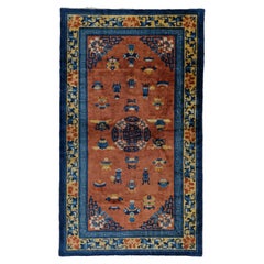 Antiker chinesischer Teppich - Asiatischer Teppich des 19. Jahrhunderts, Antiker Teppich, Handgefertigter Wollteppich