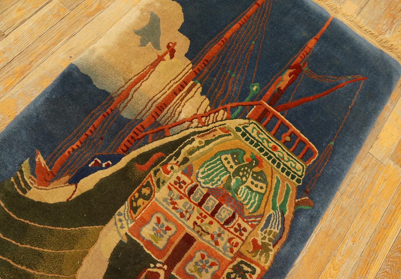 1920s Chinese Art Deco Carpet with Nautical Theme ( 2'3'' x 4' - 68 x 120 ) For Sale 6