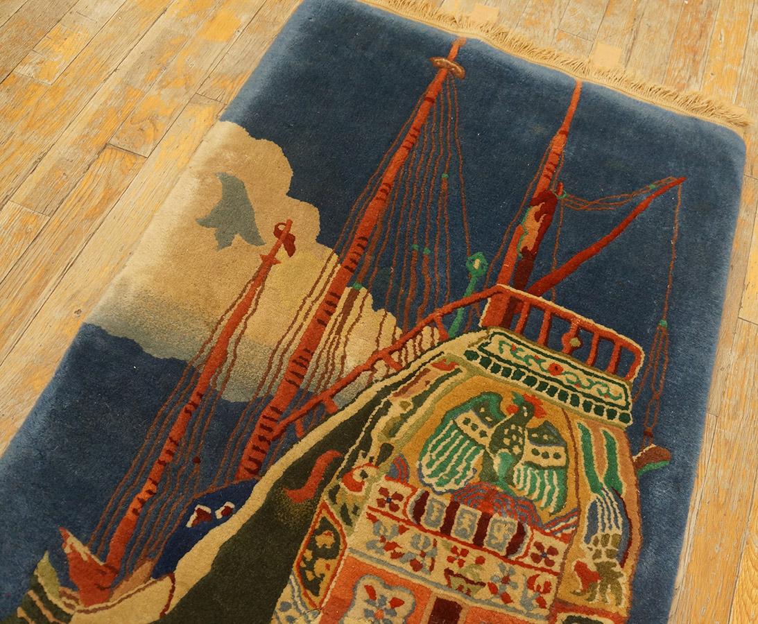 1920s Chinese Art Deco Carpet with Nautical Theme ( 2'3'' x 4' - 68 x 120 ) For Sale 4