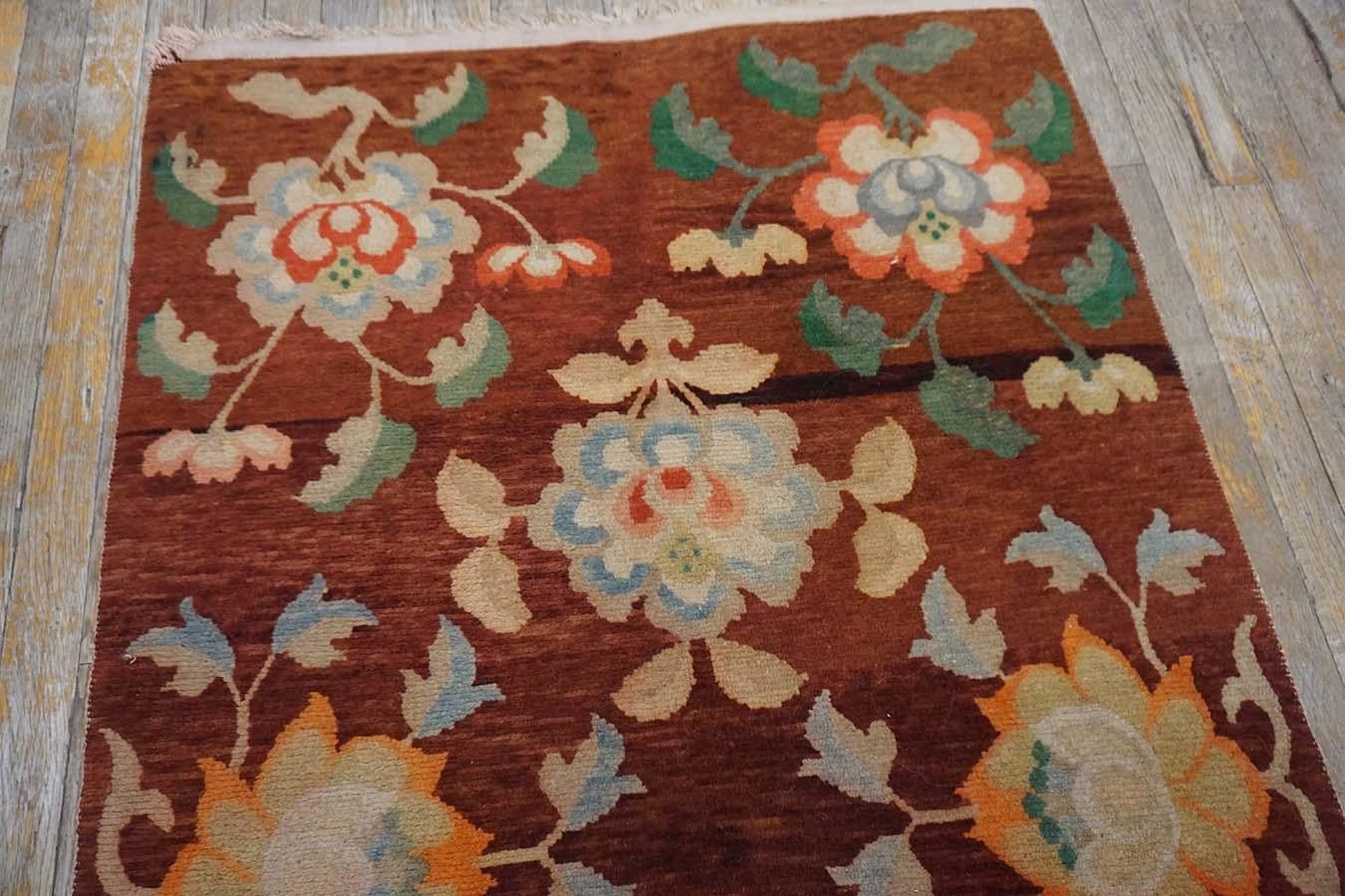 Early 20th Century Chinese Tibetan Carpet ( 3' x 5' - 90 x 152 ) For Sale 6