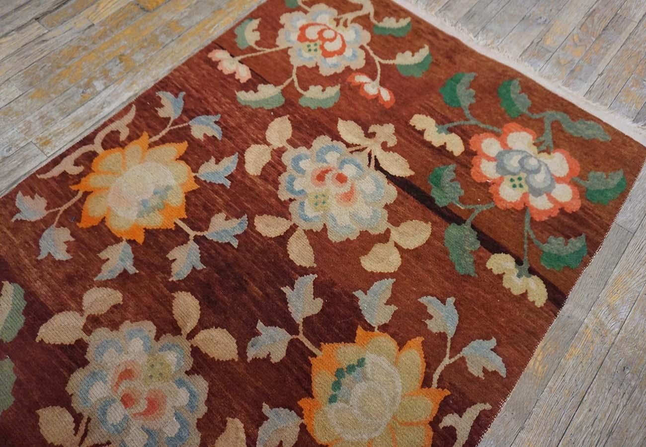 Wool Early 20th Century Chinese Tibetan Carpet ( 3' x 5' - 90 x 152 ) For Sale