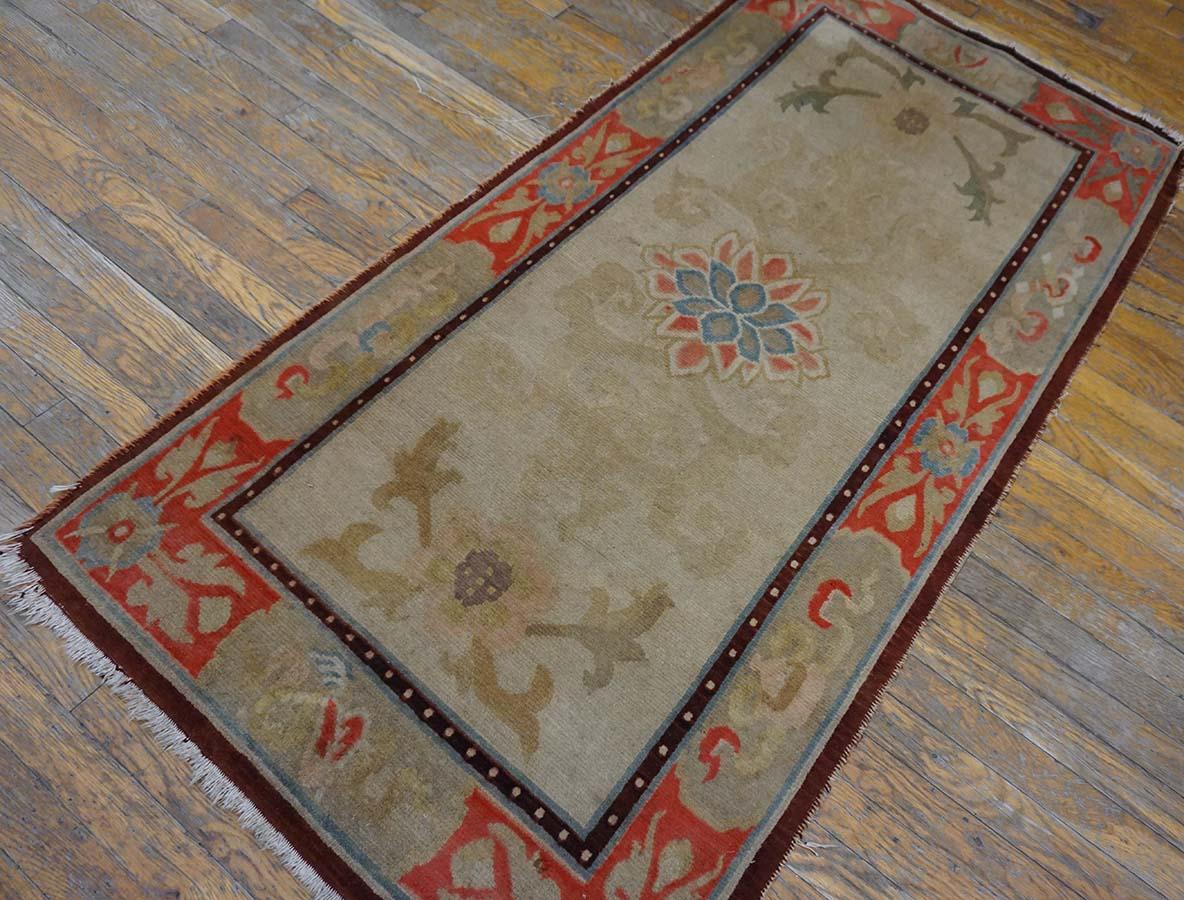 Hand-Knotted Early 20th Century Chinese Tibetan Carpet ( 3' x 6' - 90 x 183 )  For Sale