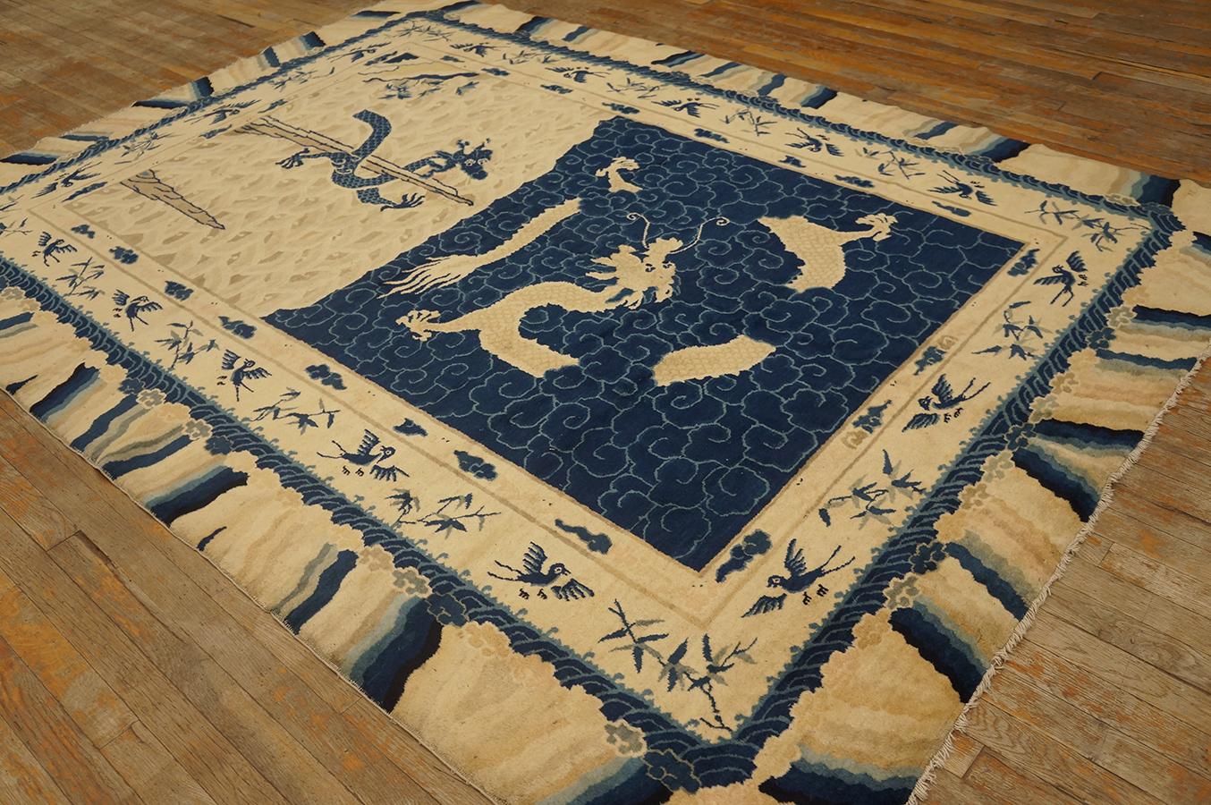 Hand-Knotted Antique Chinese Rug 6' 2