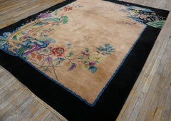 Distinguished Floral Design Antique Chinese Art Deco Rug by Nichols Workshop