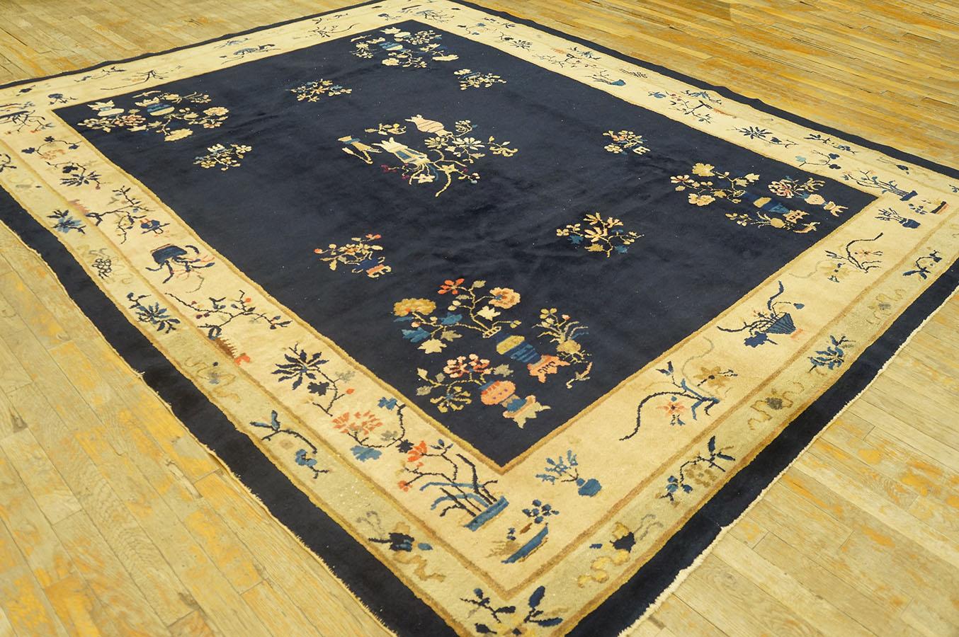 Hand-Knotted Antique Chinese Rug 7' 9'' x 9' 6'' For Sale