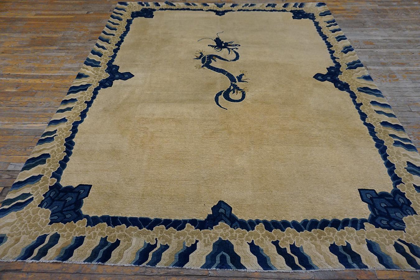 Hand-Knotted Late 19th Century Chinese Peking Dragon Carpet ( 8' x 9'8
