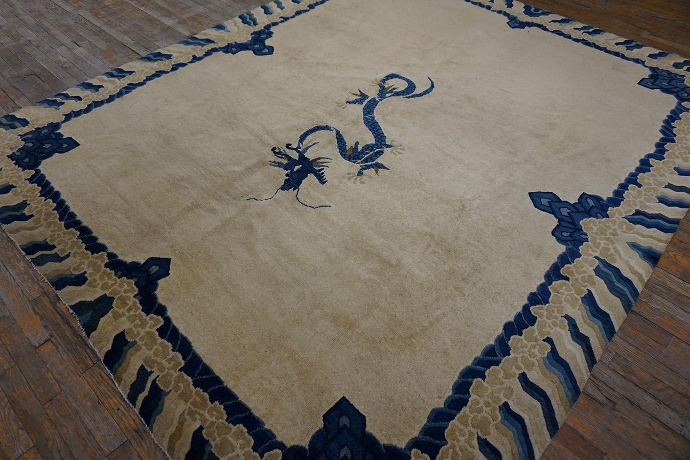 Wool Late 19th Century Chinese Peking Dragon Carpet ( 8' x 9'8