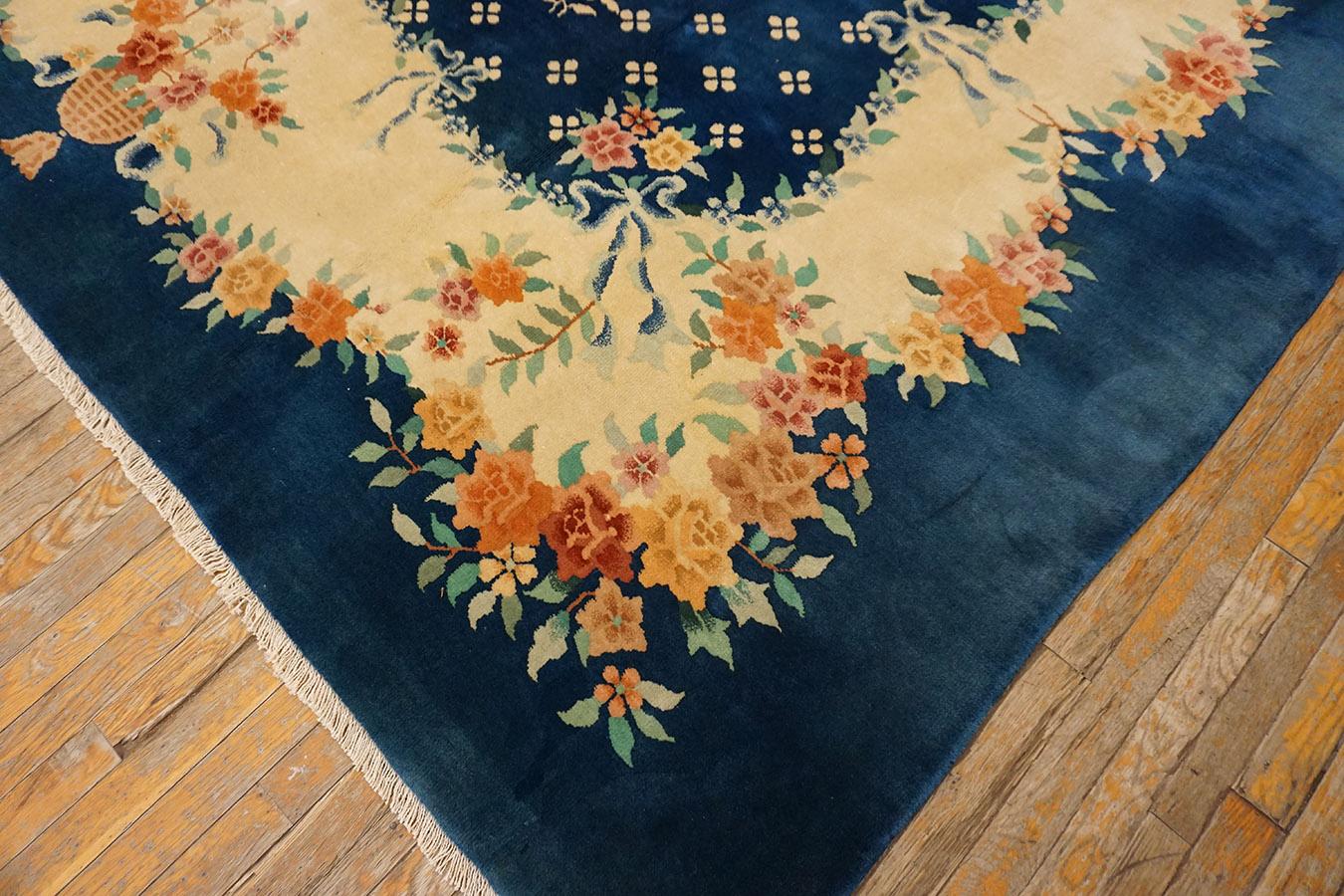 Hand-Knotted 1930s Chinese Art Deco Carpet ( 9' x 11'4