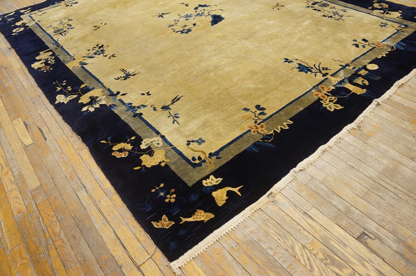 Alfombra china de Pekín de principios del siglo XX ( 9' x 11'6