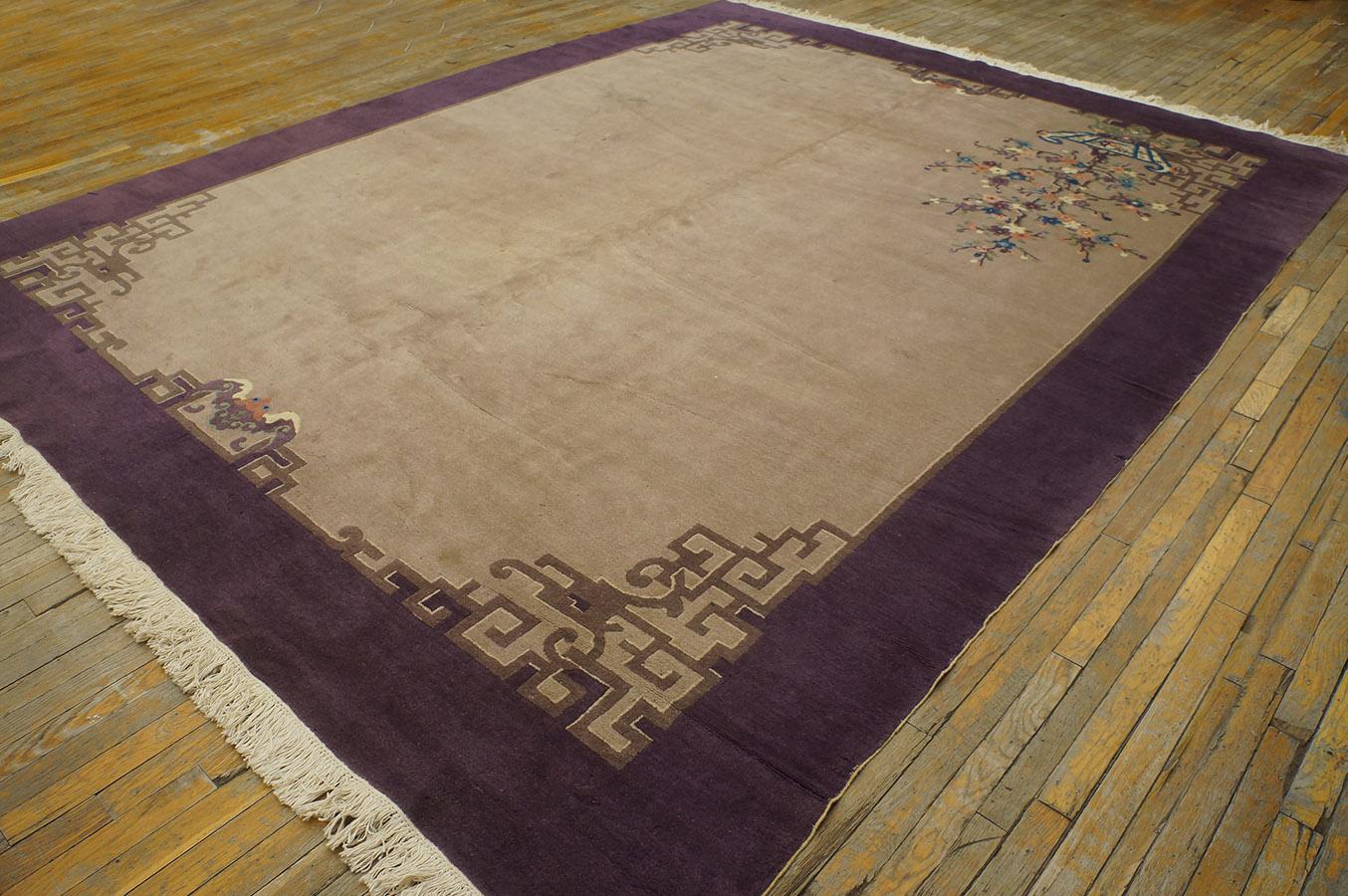 Hand-Knotted 1920s Chinese Art Deco Carpet ( 9'3'' x 11'8'' - 282 x 282 x 355 ) For Sale