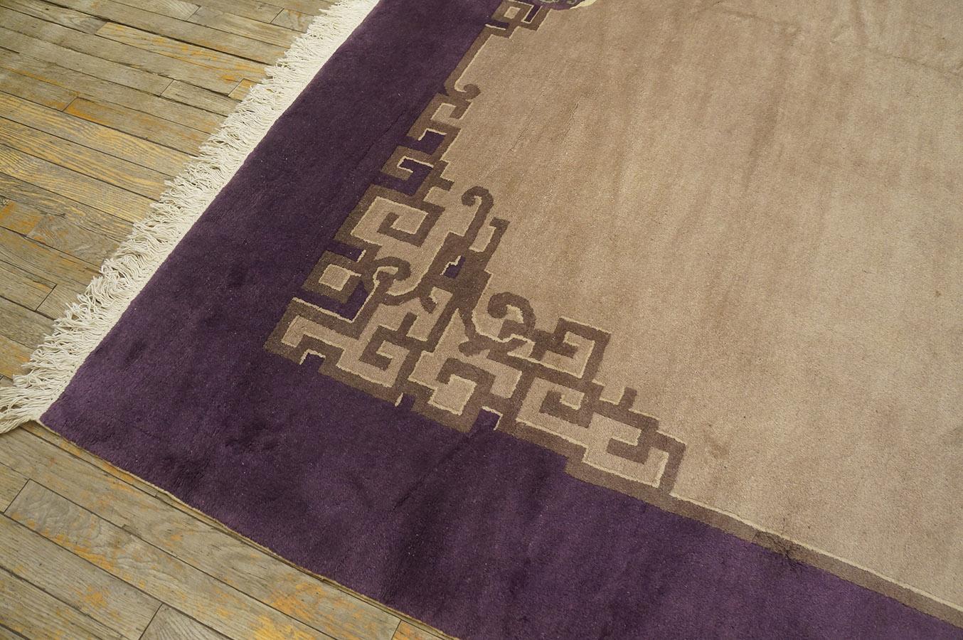 Wool 1920s Chinese Art Deco Carpet ( 9'3'' x 11'8'' - 282 x 282 x 355 ) For Sale