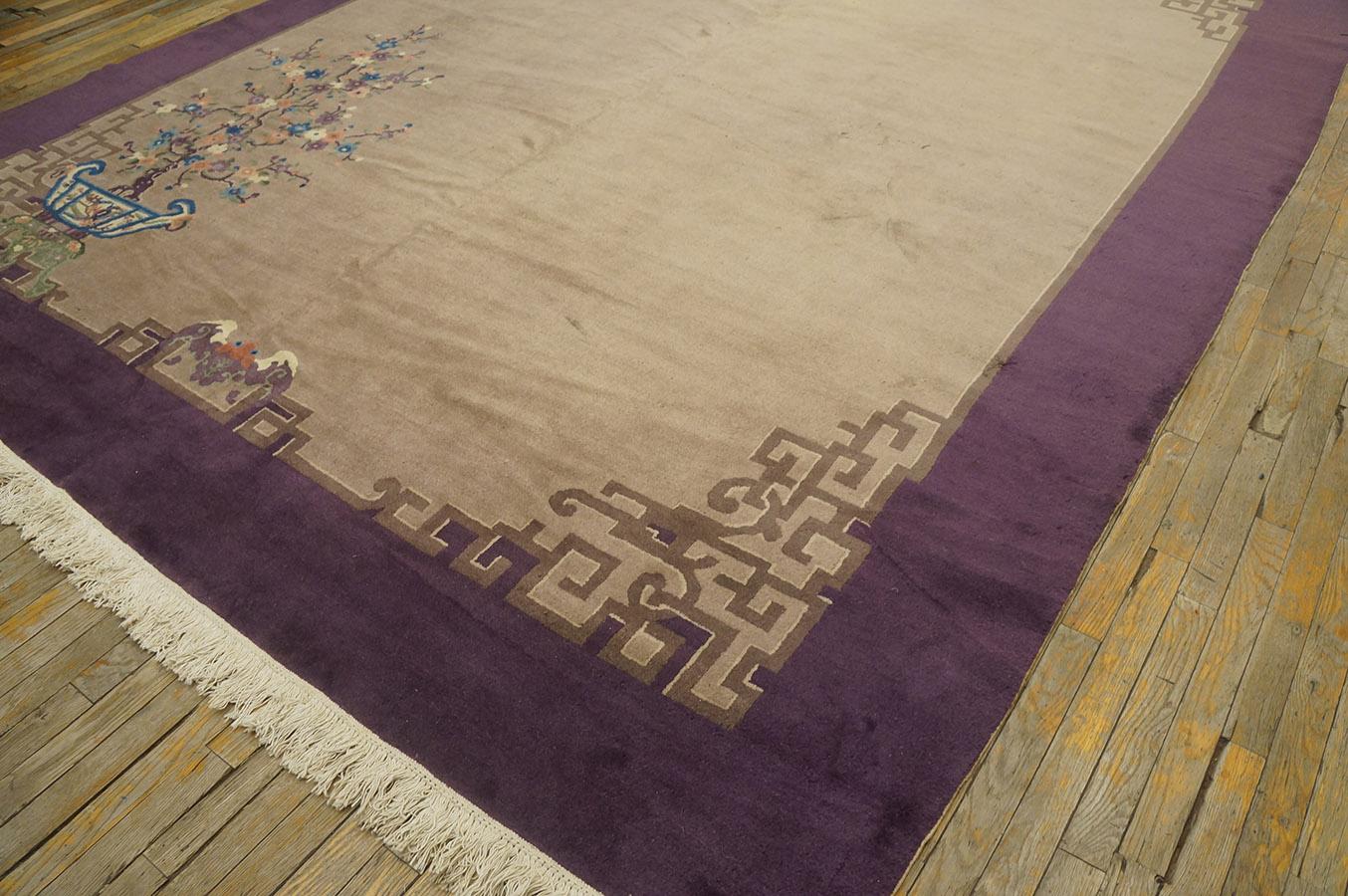 Début du 20ème siècle Tapis Art Déco chinois des années 1920 ( 9''3'''' x 11''8'''' - 282 x 282 x 355 ) en vente