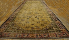 1930s Yellow Shabby Chic Chinese Gallery Carpet 9'2"x25'6" Knotted Wool Rug
