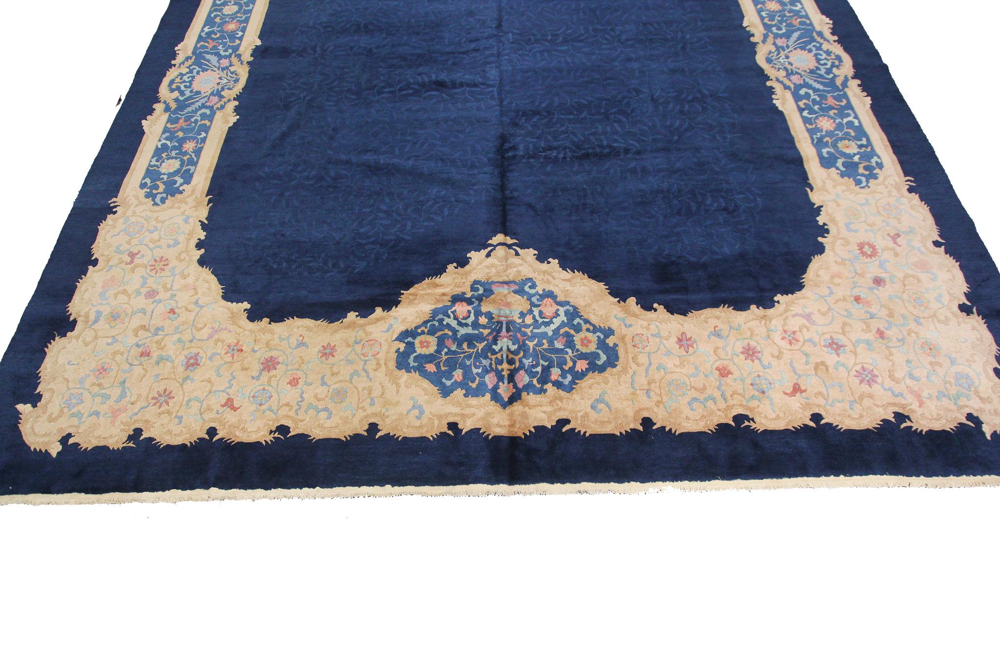 Wool Antique Chinese Rug Antique Art Deco Rug Large Chinese Rug Square For Sale