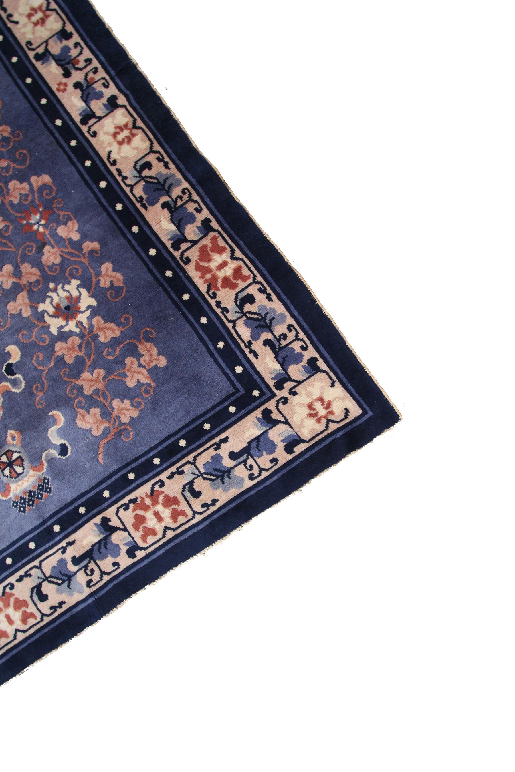 Antique Chinese Rug Antique Ningshia Rug Art Deco Rug Peking Chinese 1900 4x6 For Sale 4