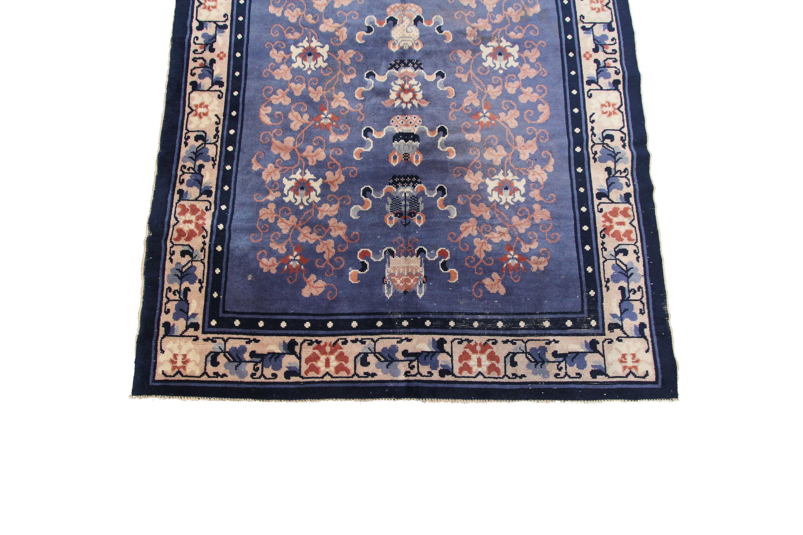 Antique Chinese Rug Antique Ningshia Rug Art Deco Rug Peking Chinese 1900 4x6 For Sale 1