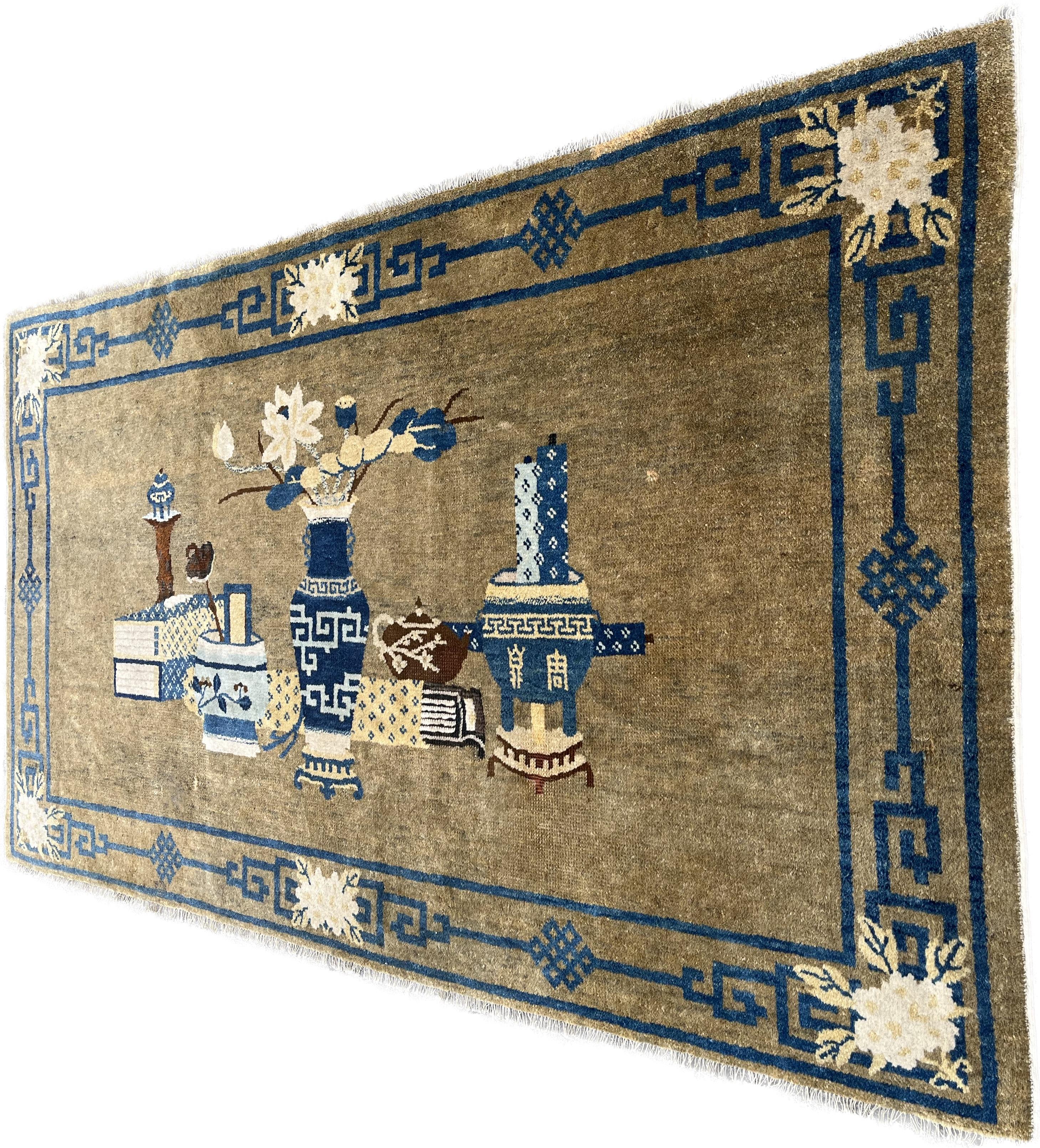Hand-Woven Antique Chinese Rug, Fine Antique For Sale