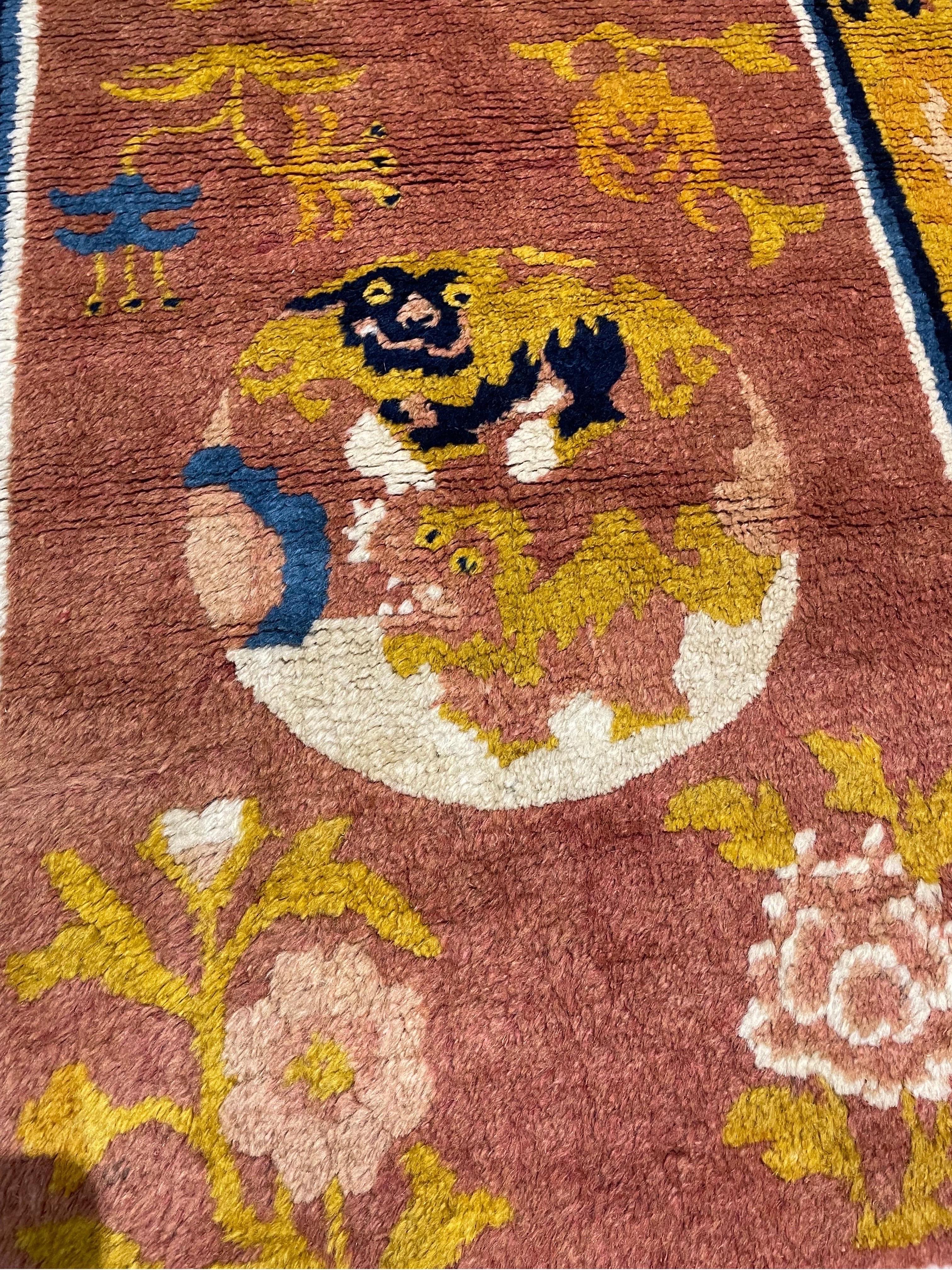 Hand-Knotted Antique Chinese Rug  For Sale