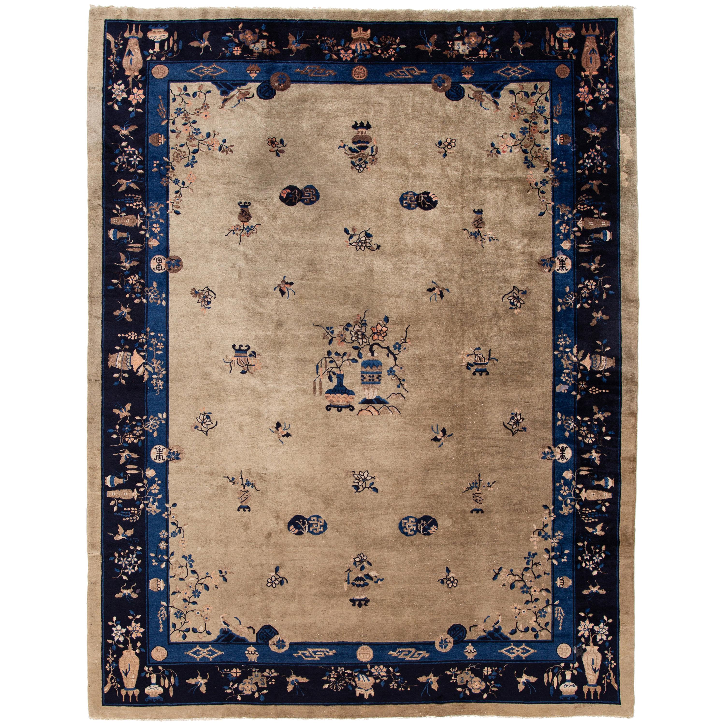 Antique Chinese Metallic Silk Rug at 1stdibs