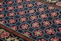 Antique Chinese Rug in Blue with Floral Medallions, from Rug & Kilim