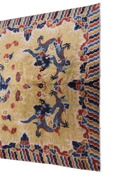 Antiker chinesischer Ningshia-Teppich Rare 5 Pfoten Drache 1920 6x9 193x274cm
