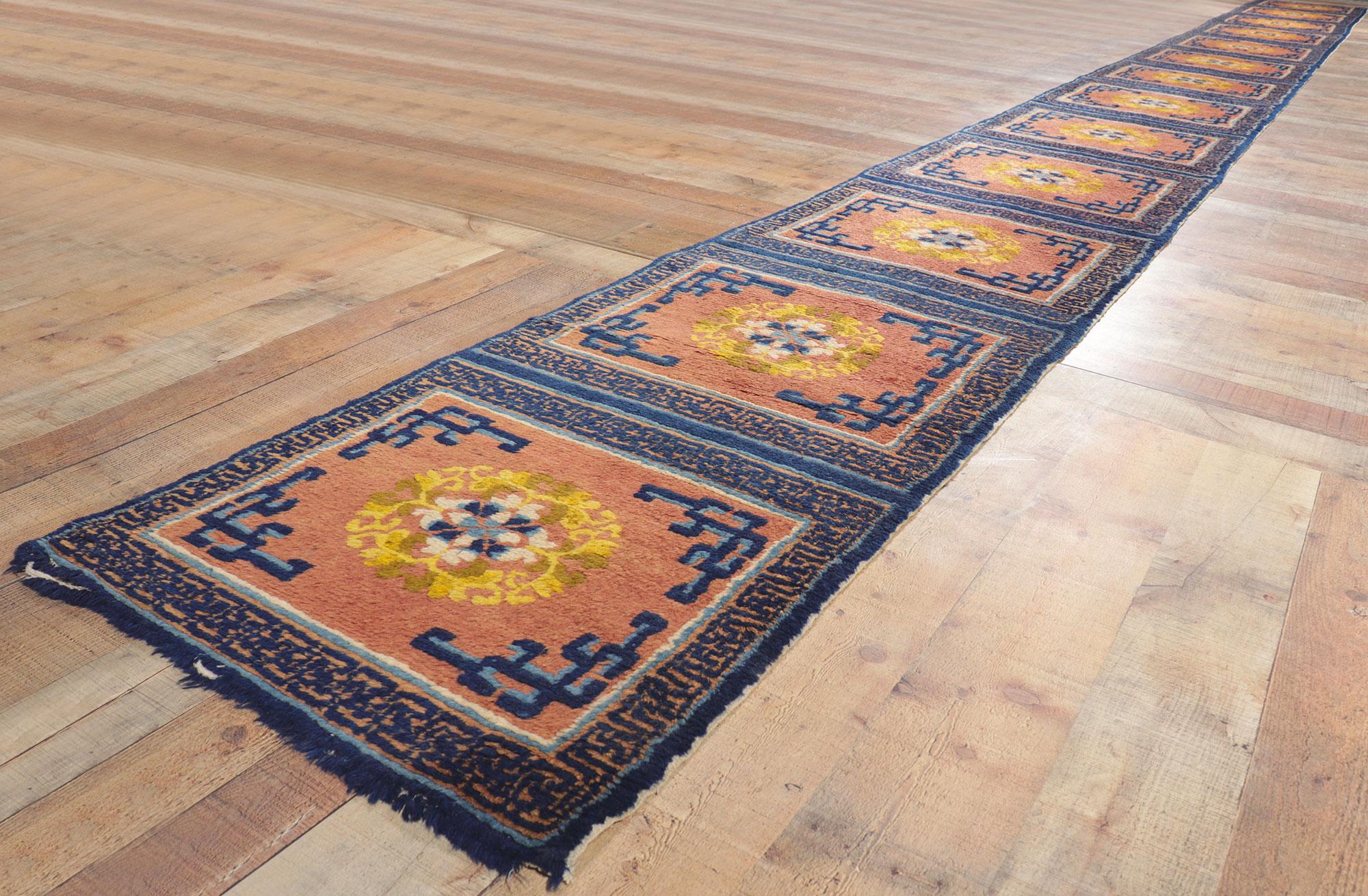 20th Century Antique Chinese Rug Ningxia Bench Runner For Sale