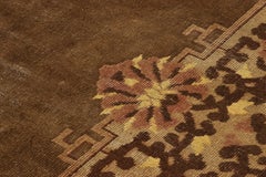 Antique Chinese Rug, Rich Brown Field with Floral Borders - Rug & Kilim