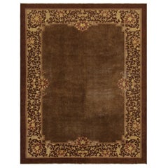 Antique Chinese Rug, Rich Brown Field with Floral Borders - Rug & Kilim