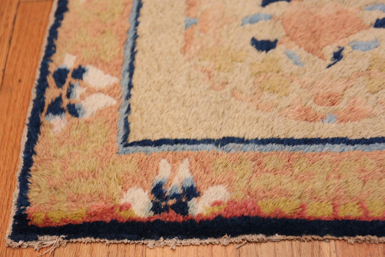 Beautiful small square Scatter size antique Chinese rug, Origin: China, circa 1900. Size: 1 ft 9 in x 2 ft (0.53 m x 0.61 m). 

 