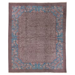 Antique Chinese Rug with Allover Leaf Pattern 