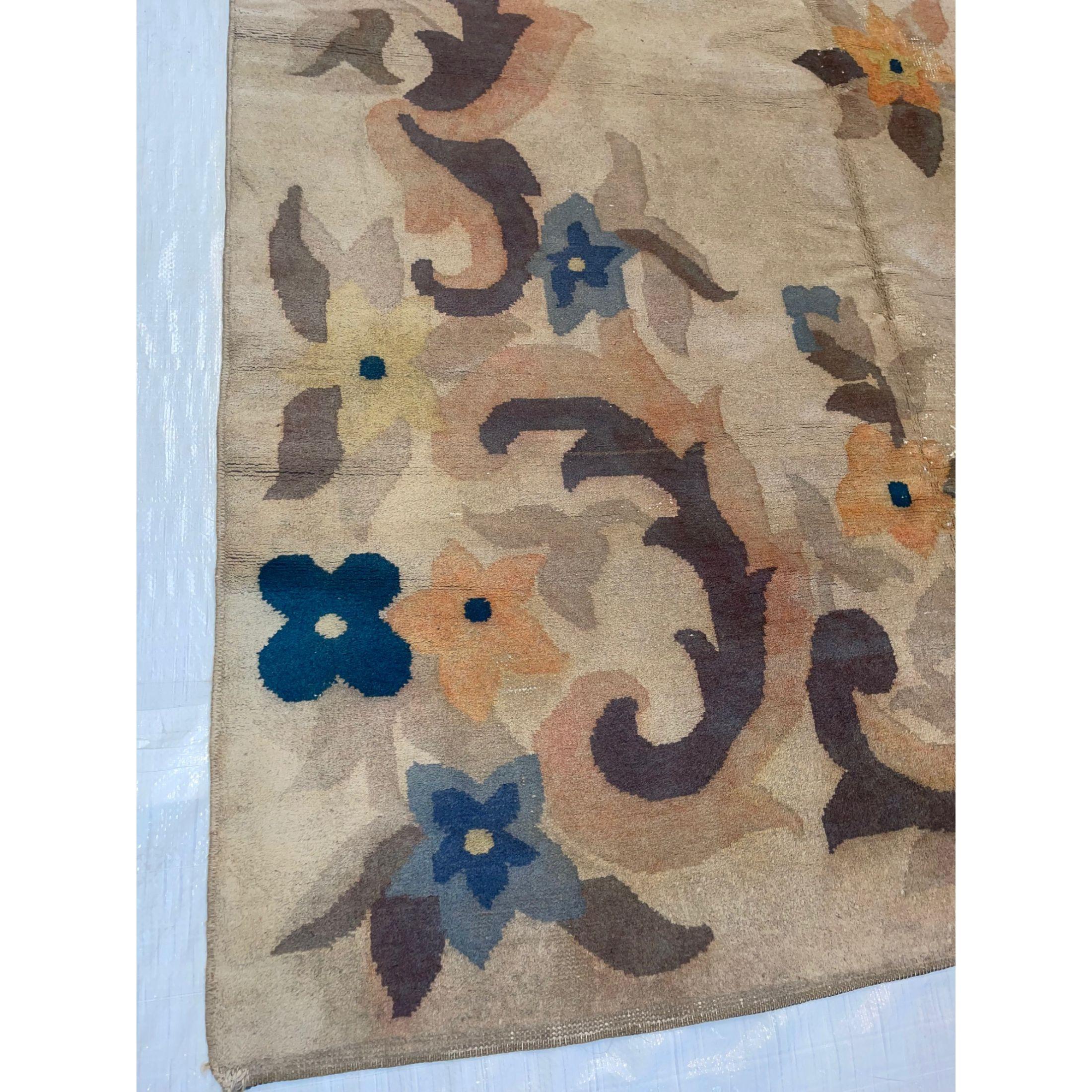 Other Antique Chinese Rug with Floral Design For Sale