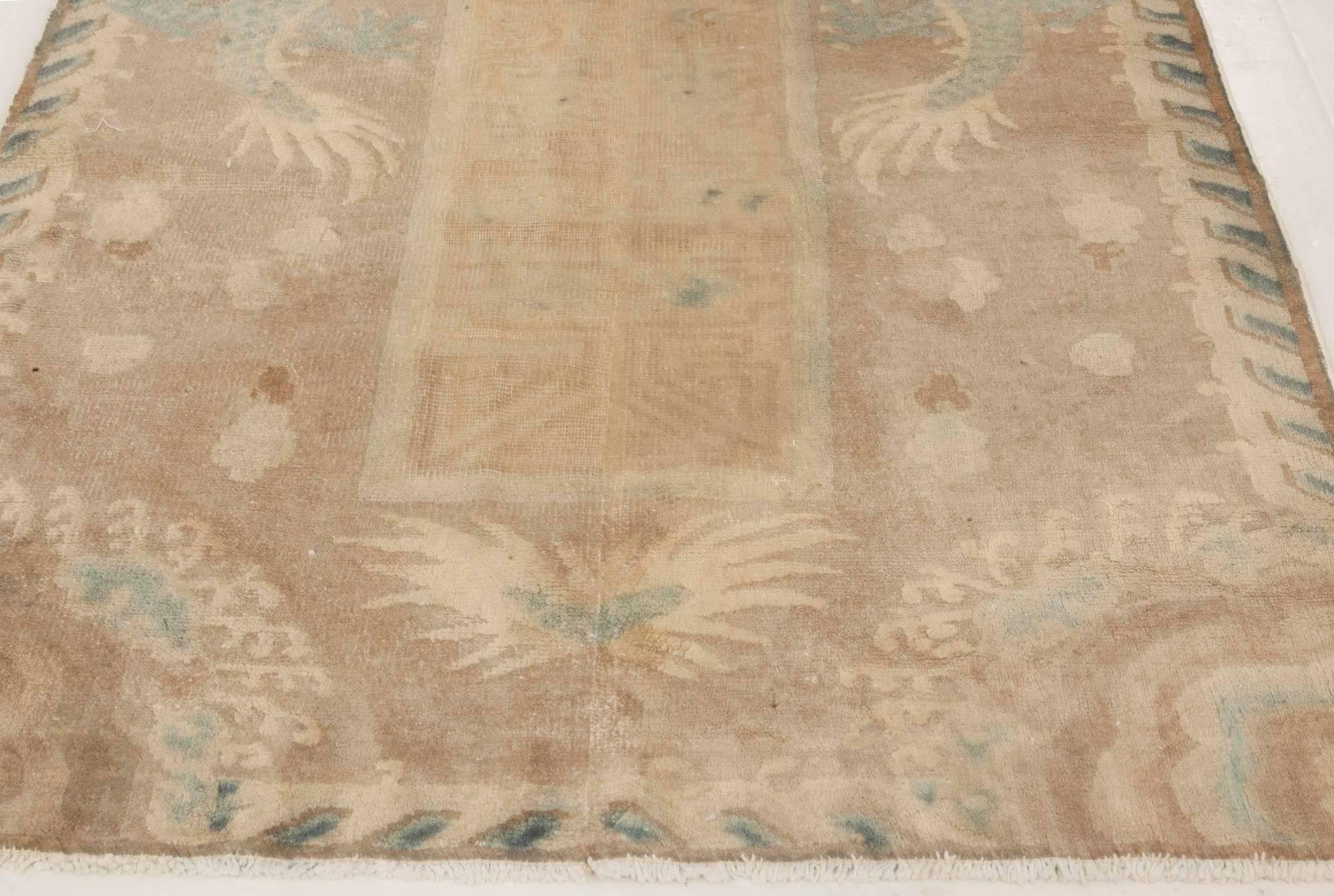 Wool Antique Chinese Runner 'Size Adjusted'