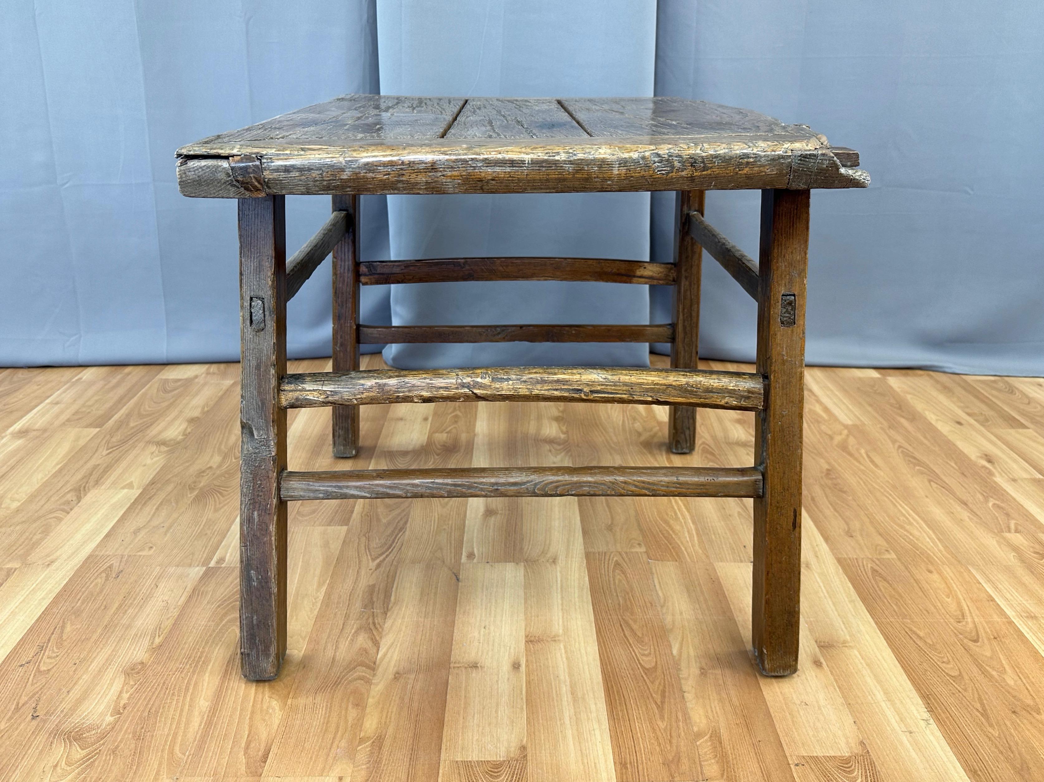 Antique Chinese Rustic Elm Wood Altar Table or Work Table, c. 1875 4